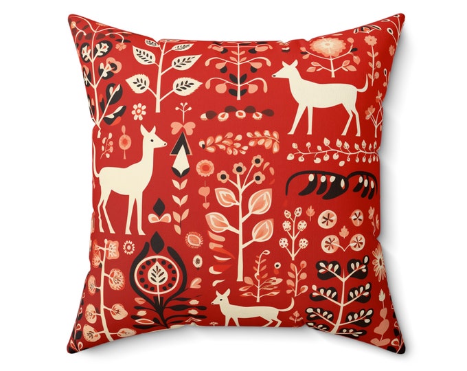 RED SCANDINAVIAN PILLOW, Red Scandinavian Cushion, Red Boho Pillow, Red Boho Cushion, Scandinavian Home Decor,