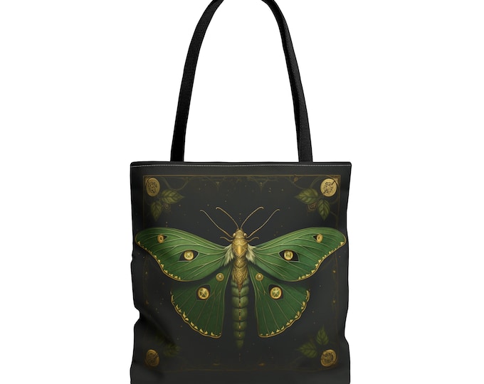 GREEN MOTH TOTE bag Green Purse Butterfly Purse Butterfly Tote Moth Market bag Moth Purse Goblincore Purse Fairycore Purse Witchcore Tote