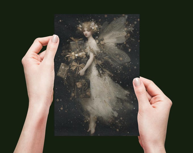 Fairy Angel Christmas Card Set of 5 | Enchanted Holiday Greeting Cards | Fantasy Angel Xmas Card Pack | Whimsical Christmas Stationery Gift