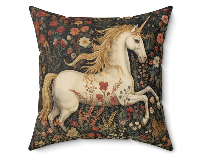 Unicorn Art | Unicorn Tapestry Pillow| Unicorn Accent Pillow | Unicorn Home Decor | Fantasy Pillow | Fantasy Home Decor | Unicorn Cushion