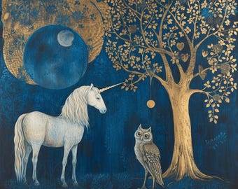 Pegatina de unicornio y búho, pegatina de unicornio para portátil, pegatina de fantasía, pegatina de cuento de hadas, pegatina de fantasía, pegatina de diario basura, regalo de unicornio para ella