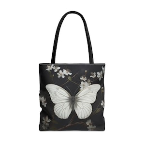 Gothic Tote Bag, BUTTERFLY TOTE BAG, Butterfly Market Bag, Butterfly Purse, Cottagecore Purse, Minimalist Purse, Botanical Lover Gift