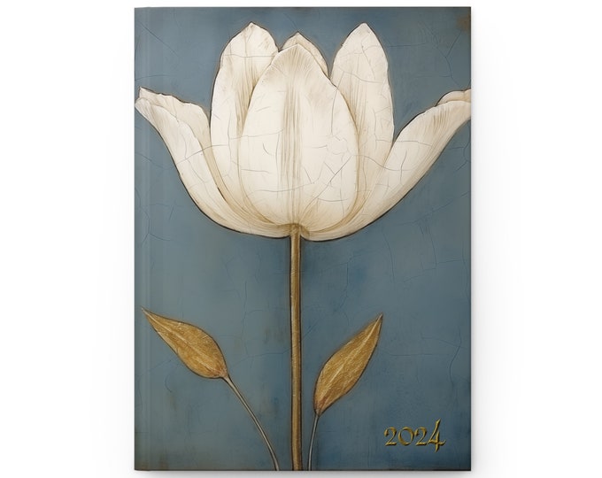 CLASSIC WHITE FLOWER Journal, Classic Diary, Classic Notebook, Cottagecore Notebook, Cottagecore Diary, Boho Notebook