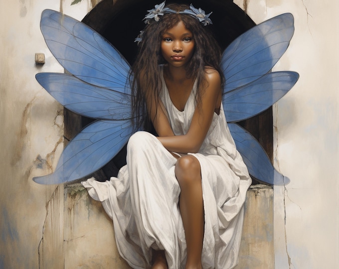 BLACK FAIRY STICKER (3x3), Melanin Magic, Fairycore Sticker, Fairy Sticker, Black Girl Magic, Diverse Fantasy, Fairy tale African American