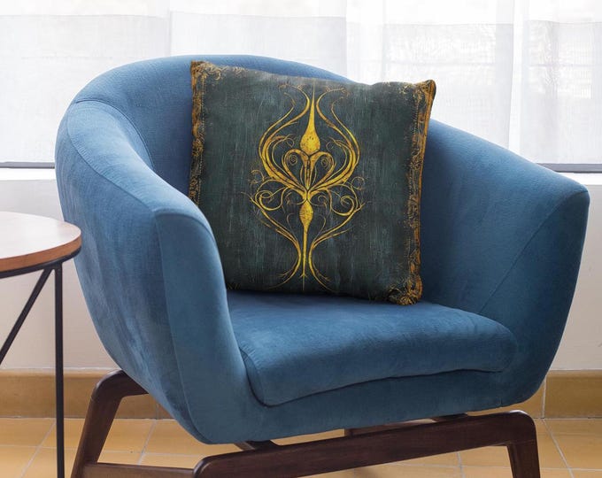 Elvish Fantasy Pillow (16 x 16 & 20 x 20), Fantasy Cushion, Fairytale Cushion, Enchanted Decor, Goblincore Pillow, Gift for Him Fantasy Gift