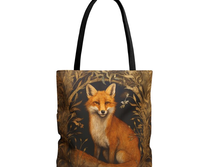 FOX TOTE BAG, Fox Lover Bag, Fox Lover Market Bag, Fox Market Bag, Fox Reusable Bag, Cottagecore Tote, Cottagecore Bag