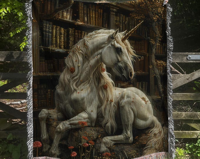 UNICORN TAPESTRY Woven BLANKET (3 szs!!!!) Unicorn Throw, Unicorn Blanket, Unicorn Home Decor, Fairytale Blanket, Fairytale Home Decor,