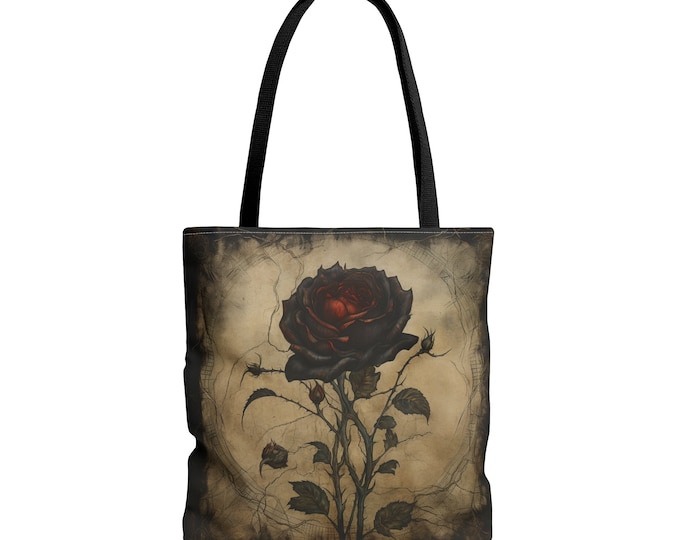 GOTHIC TOTE BAG Gothic Reusable Bag Gothic Purse Rose Tote Bag Rose Tote Dark Academia Tote Dark Academia Reusable Bag Witchcore Tote Bag