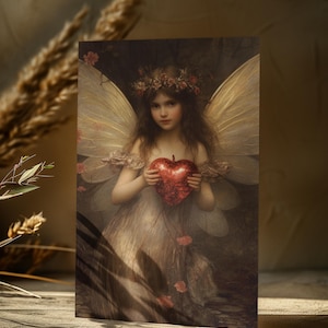 CARTE FÉE DE LA SAINT-VALENTIN, carte postale fée de la Saint-Valentin, carte postale de la Saint-Valentin Cupidon, carte de la Saint-Valentin fantastique, carte de la Saint-Valentin lunatique, cadeau pour elle