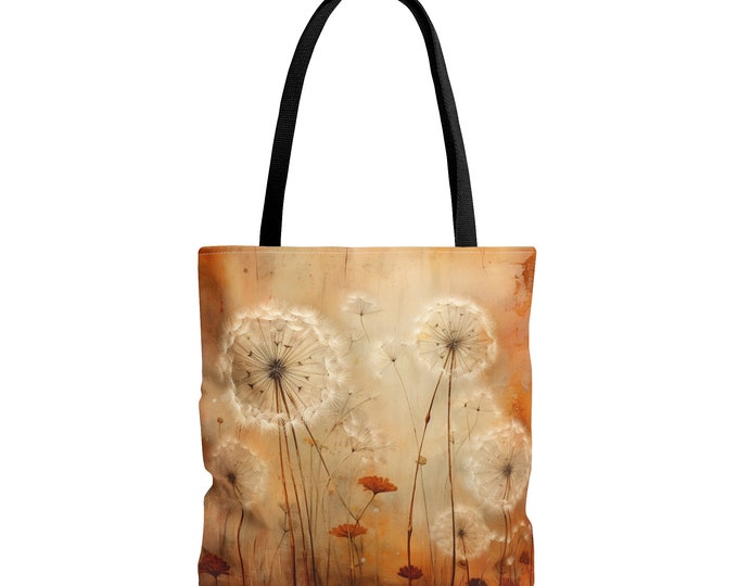 AUTUMN DANDELION Tote Bag, Dandelion Tote bag, Fae tote bag, Shabby Chic Tote, Maximalist Tote bag, Dandelion Purse, Autumn Tote Bag,