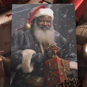 ブラックサンタポストカード ブラックキリスト降誕 アフリカ系アメリカ人サンタ クリスマスカード ブラックホリデーカード ブラックイエス 彼と彼女への多様なクリスマスプレゼント