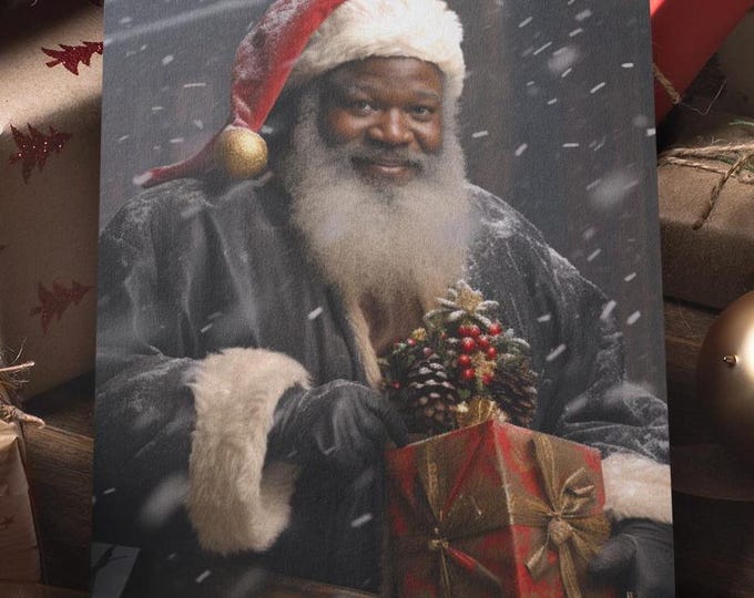 BLACK SANTA POSTCARD Black Nativity African American Santa Christmas Card Black Holiday Card Black Jesus Diverse Christmas Gift for Him Her