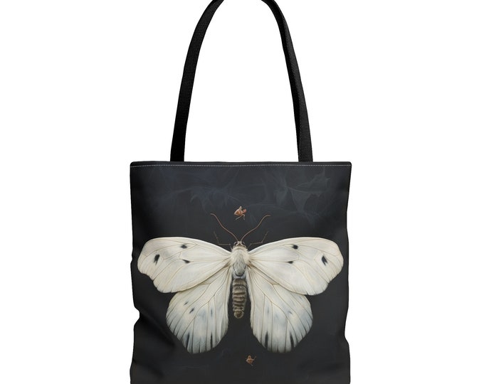 WINTER MOTH TOTE bag Moth Reusable Bag Winter Reusable bag Gothic Tote Bag Moth Lover Tote Moth Lover GIft Fairycore Purse Gift for Her