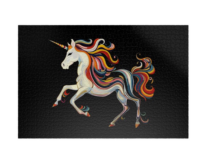 Jigsaw Puzzle, Rainbow Unicorn 1000 Pieces, Fun Family Activity, Challenging Hobby, Relaxing Pastime, Mindfulness Game, Gift for Puzzle