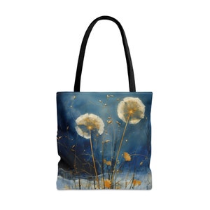 BLUE DANDELION TOTE, Wildflower Tote, Cottagecore Tote, Fairycore Tote, Fairycore Purse, Boho Purse, Boho Market Bag