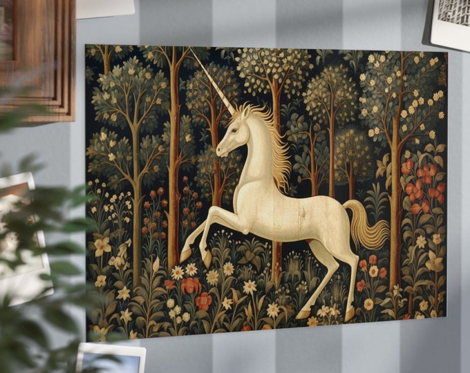 MINI POSTER Unicorn (12 x 8), Unicorn Tapestry Poster, Unicorn Wall Art, Unicorn Room Accent, Fairytale Poster, Fantasy Poster