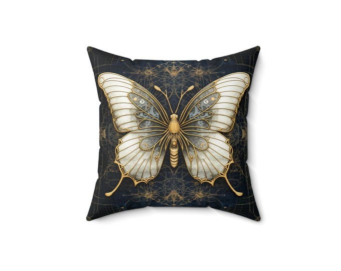 BUTTERFLY PILLOW, Butterfly Cushion, Fairycore Pillow, Steampunk Pillow, Cottagecore Pillow, Cottagecore Cushion