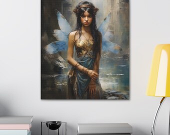FAIRY PRINCESS Art | Indian Fairy | Asian Fairy | Goblincore Art | Fairy Room Decor, Fairy Home Accent, Fantasy Art | Fairycore Painting