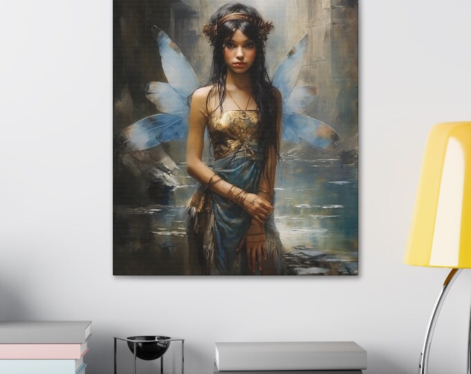 FAIRY PRINCESS Art | Indian Fairy | Asian Fairy | Goblincore Art | Fairy Room Decor, Fairy Home Accent, Fantasy Art | Fairycore Painting