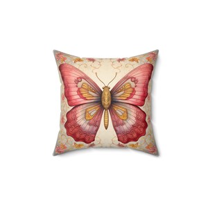 PINK BUTTERFLY PILLOW, Butterfly Decor, Butterfly Lover Pillow, Butterfly Home Accent, Butterfly Cushion Cottagecore Pillow, Boho Pillow