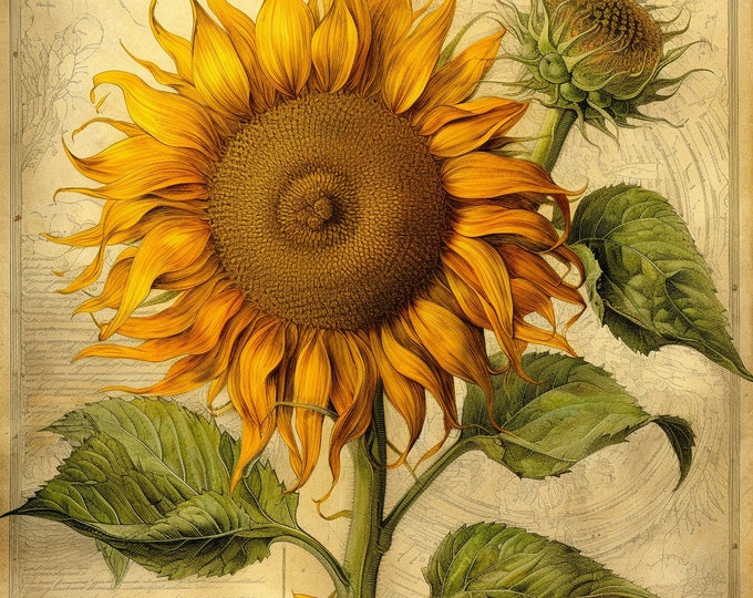 SUNFLOWER STICKER -- 3inch - Cottagecore, Fairycore, Invitation, Flower sticker art