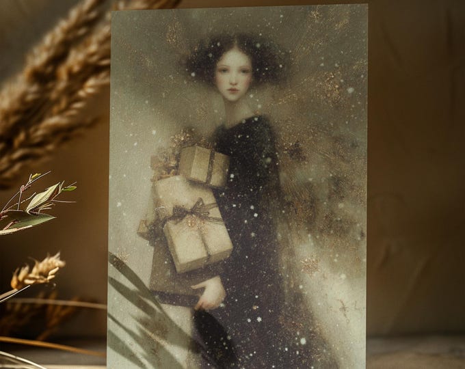 5 PACK - Fairy Angel Christmas Card | 5x7 One-Sided Holiday Card | Enchanted Angel Art Print | Fantasy Christmas Greeting | Magical Holiday