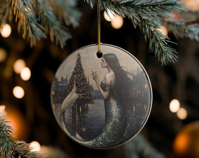 MERMAID CHRISTMAS ORNAMENT, Mermaid Xmas, Fantasy Ornaments, Fairytale Ornaments, Whimsical Ornament, Vintage Mermaid Christmas Gift for Her