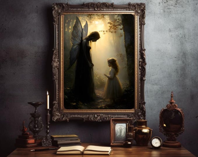 Gothic Fairy Godmother Wall Print, Wall Art, Home Decor, Fantasy Art, Fairy Tale Decor, Nursery Decor, Gift for Her, Gothic Art Gift for Her