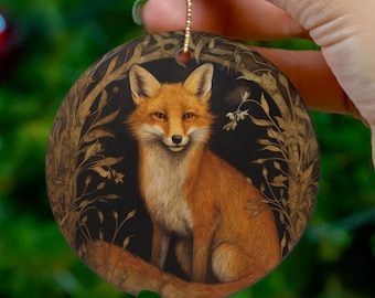 FOX CHRISTMAS ORNAMENT, Fairycore Christmas Ornament, Wildlife Christmas Ornament, Cottagecore Ornament, Fox Gift, Gothic Ornament