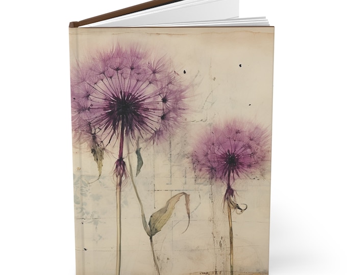 PURPLE DANDELION NOTEBOOK, Dandelion Diary, Dandelion Journal, Fairycore Notebook, Cottagecore Diary, Cottagecore Journal