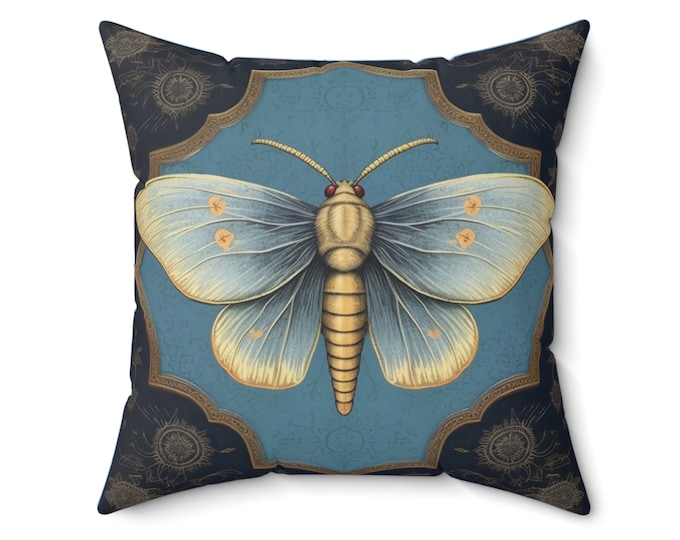 Blue Moth Pillow (2 sizes -- 18 x 18 & 20 X 20)