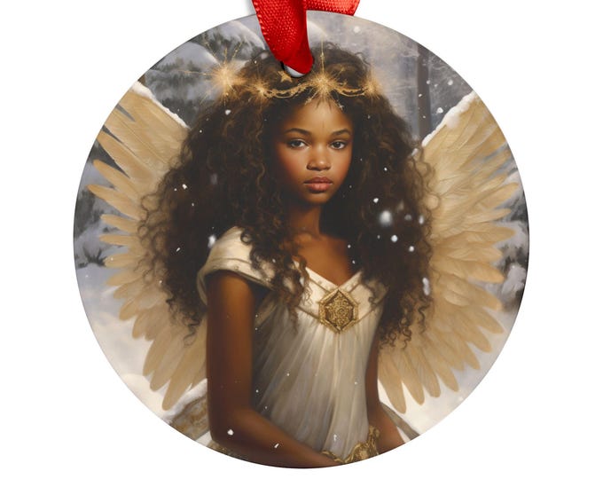 Angel Ornament, African American Ornament, Black Angel Ornament, Christmas Tree Decoration Holiday Gift, Religious Ornament, Black Santa