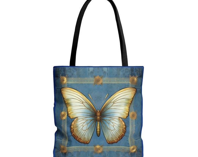 Blue on Blue Butterfly Tote Bag (AOP)