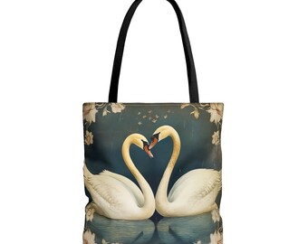 THE SWANS Tote Bag, Bolsa de mercado de cisnes, Bolsa reutilizable de cisnes, Bolsa Cottagecore, Bolsa de mercado Cottagecore, Tote Cottagecore