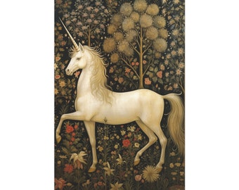 MINI POSTER -- UNICORN print (8 x 12) Einhorn Gobelin Print, Einhorn Print, Fantasie Print. Fantasy Kunstdruck, Märchen Print