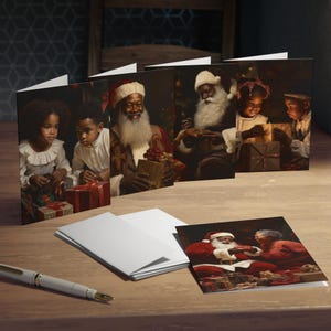 Cartões de Natal do Papai Noel Afro-Americano, Cartões de Natal de Interesse Negro, Papai Noel Negro, Natividade Negra, Anjo Negro, Natal Diversificado