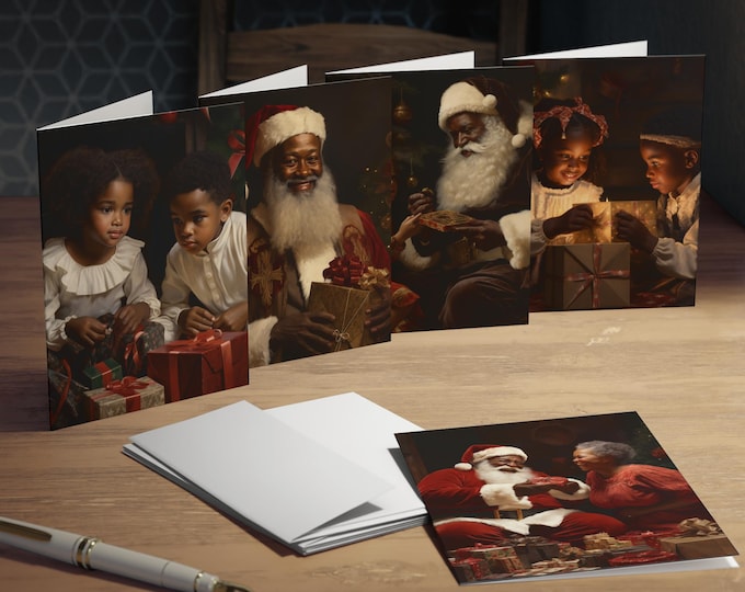 African American Santa Christmas Cards , Black Interest Holiday Cards, Black Santa, Black Nativity, Black Angel, Diverse Christmas