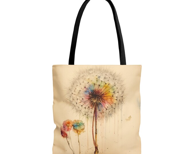 DANDELION RAINBOW TOTE bag, Rainbow Tote bag, Cottagecore Tote Bag, Cottagecore Market Bag, Fairycore Tote Bag