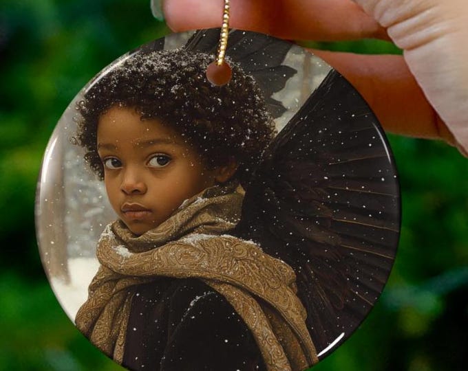 Black Angel Ornament, African American Angel Ornament, Diverse Christmas, Christmas Tree Ornament, Religious Gift, Angel Lover Gift, Santa