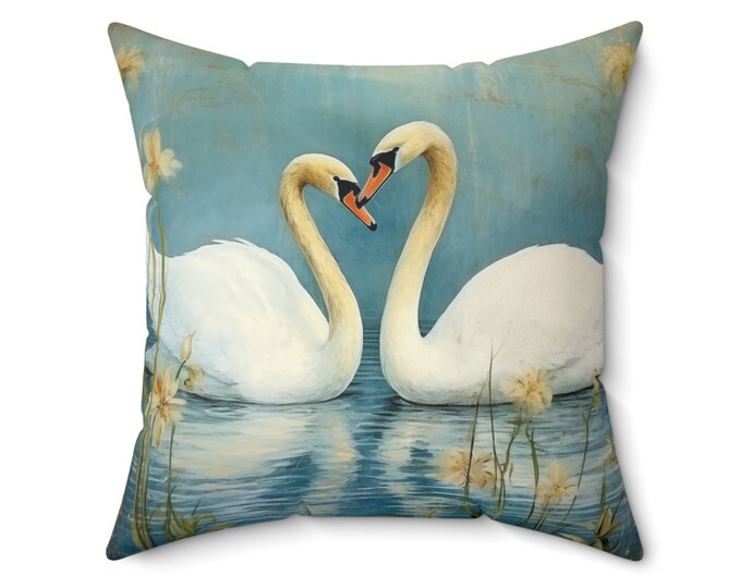 SWANS PILLOW (2 sizes), Swans Home Accent, Swans Room Decor, Cottagecore Pillow, Cottagecore Home Accent, Fairycore Pillow