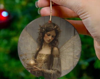 WINTER FAIRY ORNAMENT, Fairy Ornament, Gift for Her, Fairy Christmas Ornament, Faerie Christmas, Cottagecore Christmas, Fairycore Christmas