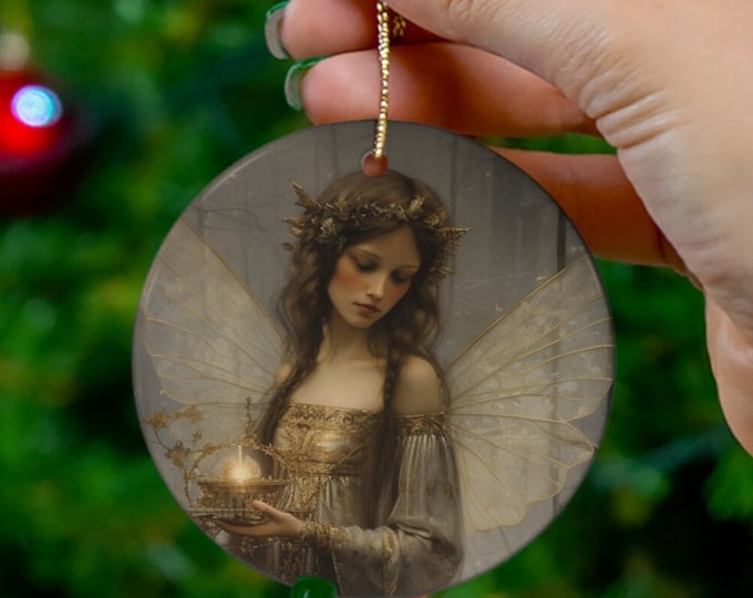 WINTER FAIRY ORNAMENT, Fairy Ornament, Gift for Her, Fairy Christmas Ornament, Faerie Christmas, Cottagecore Christmas, Fairycore Christmas