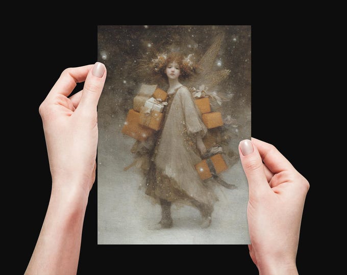 FANTASY CHRISTMAS Card (One Sided 5 x 7), Fairy Holiday Card, Gift for Her