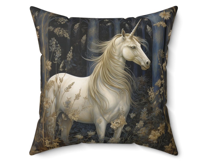 Unicorn Pillow - Two sizes! (14 x 14 & 20 x 20), Unicorn Tapestry, Fantasy Pillow, Unicorn Cushion, Unicorn Pillow, Fairytale Pillow