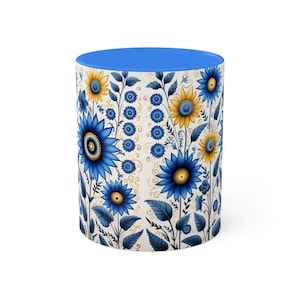 CHEERFUL FLOWER MUG, Cottagecore Mug, Fairycore Mug, Wildflower Mug, Boho Mug, Modern Farmhouse Mug