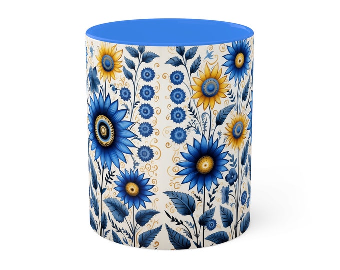 CHEERFUL FLOWER MUG, Cottagecore Mug, Fairycore Mug, Wildflower Mug, Boho Mug, Modern Farmhouse Mug