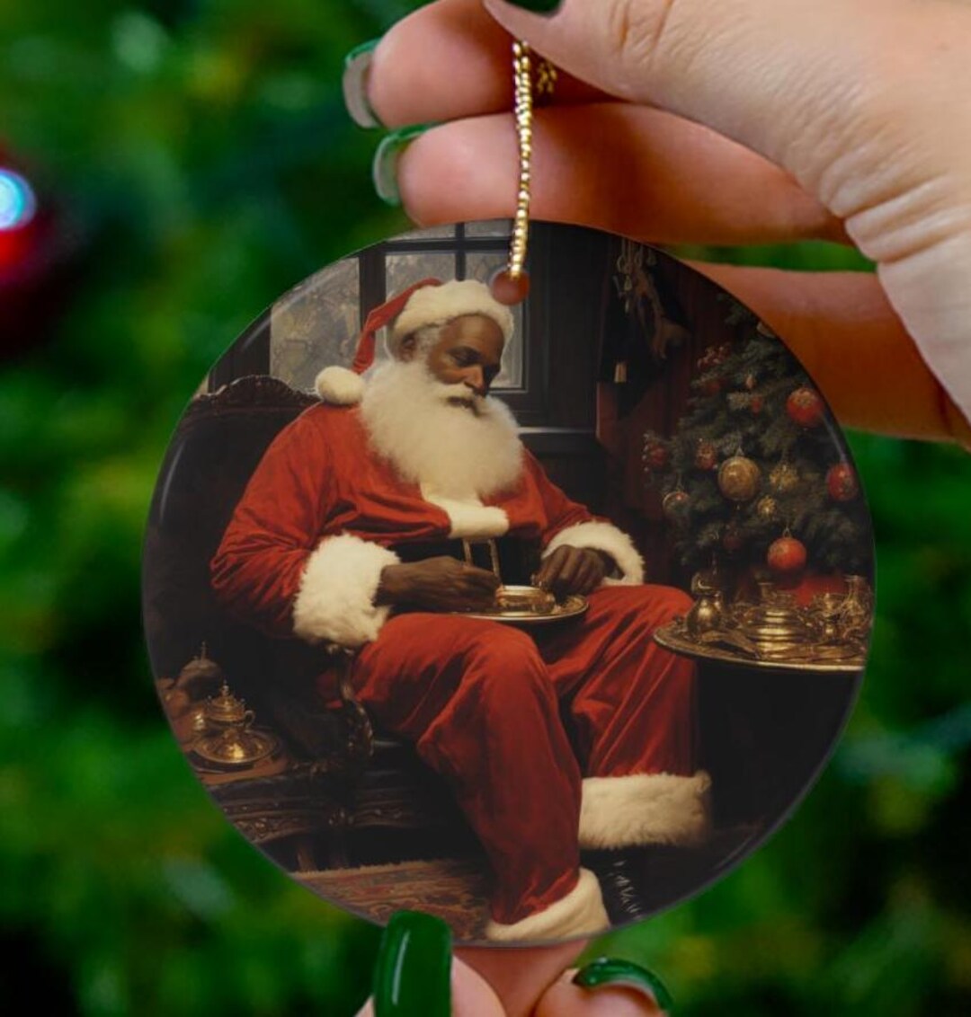 Black SANTA ORNAMENT, African American Santa Claus Ornament, Black ...