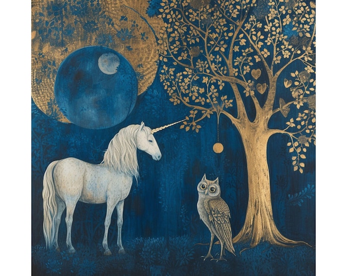 Unicorn Art Poster Fantasy Wall Decor Whimsical Fairytale Poster Unicorn Poster Fantasy Wall Art Fairytale Wall Art Unicorn Wall Decor