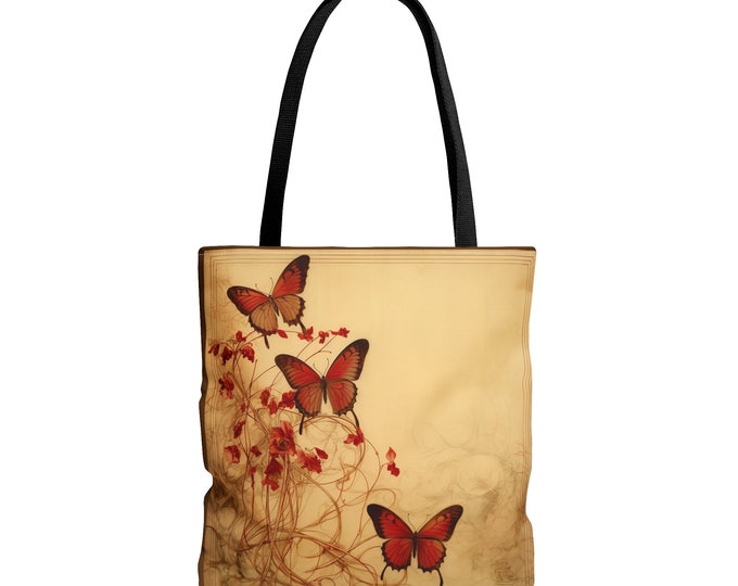 Red Butterfly Tote Bag (18 x 18)