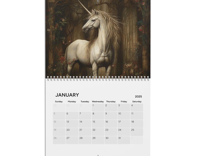 Unicorn Calendar 2025, Fantasy Calendar, Gift for Her, Whimsical Calendar, Fairytale Calendar, Fantasy Animal Decor, Monthly Organizer